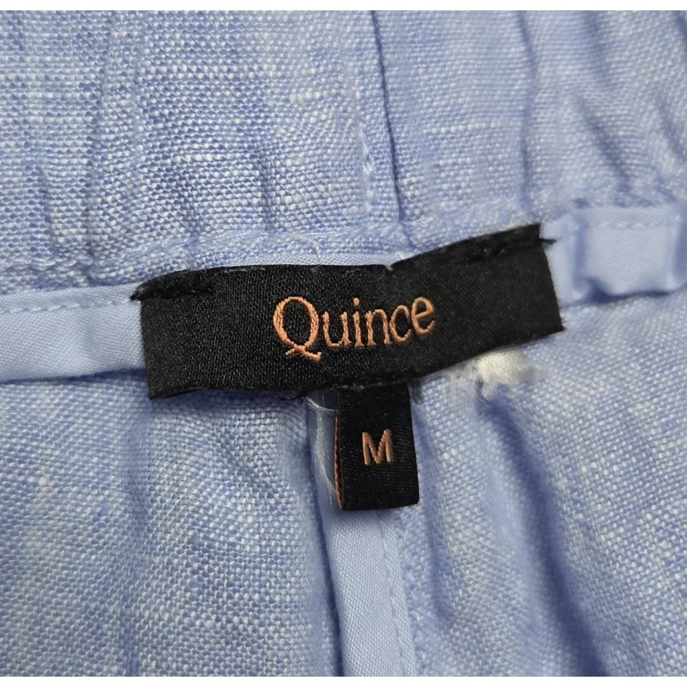 Quince 100% European Linen Pants Women's Medium Blue Straight Leg Pockets